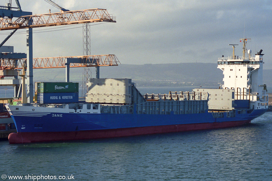Photograph of the vessel  Jane pictured at Belfast on 17th August 2002