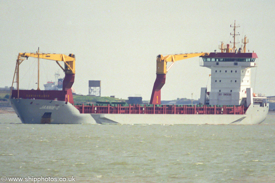 Photograph of the vessel  Jannie-C pictured approaching Tilbury Power Station on 3rd May 2003