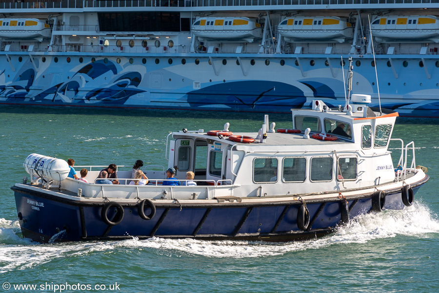 Photograph of the vessel  Jenny Blue pictured departing Southampton on 14th July 2024