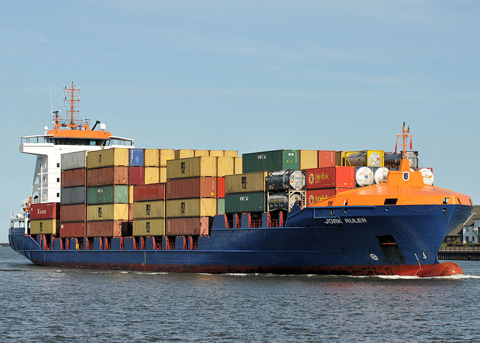 Photograph of the vessel  Jork Ruler pictured passing North Shields on 25th May 2013