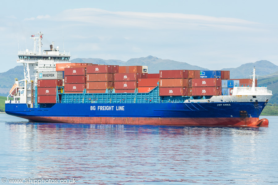 Photograph of the vessel  JSP Anna pictured arriving at Greenock Ocean Terminal on 21st May 2024