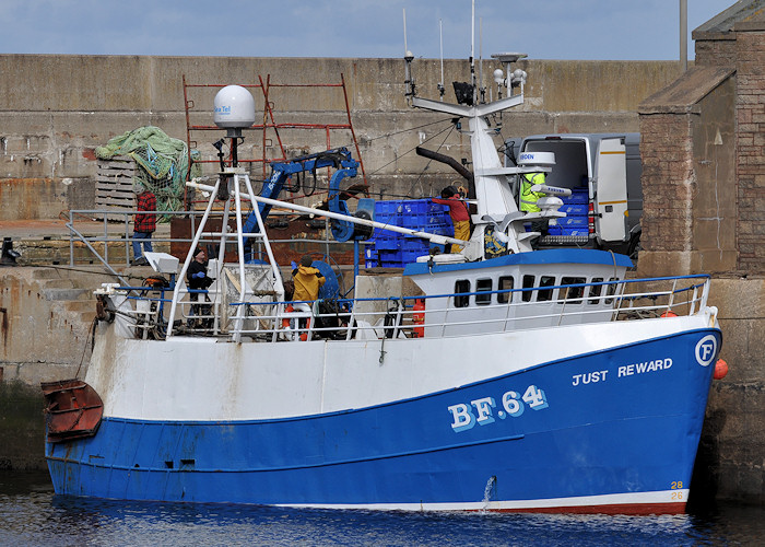 Photograph of the vessel fv Just Reward pictured at Macduff on 15th April 2012