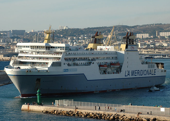 Photograph of the vessel  Kalliste pictured departing Marseille on 9th August 2008