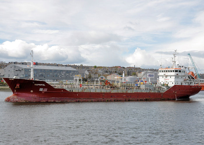 Photograph of the vessel  Kaprifol pictured departing Aberdeen on 14th May 2013