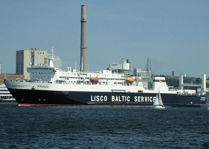 Photograph of the vessel  Kaunas pictured departing Kiel on 7th June 1997