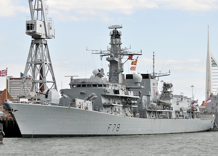 Photograph of the vessel HMS Kent pictured in Portsmouth Naval Base on 20th July 2012
