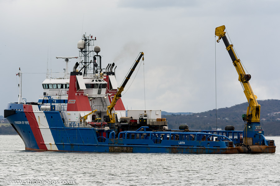 Photograph of the vessel  Kingdom of Fife pictured at anchor in the Firth of Forth on 16th April 2016