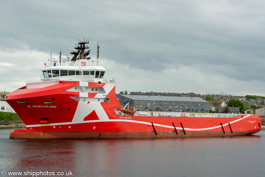 Photograph of the vessel  KL Barentsfjord pictured departing Aberdeen on 28th May 2019