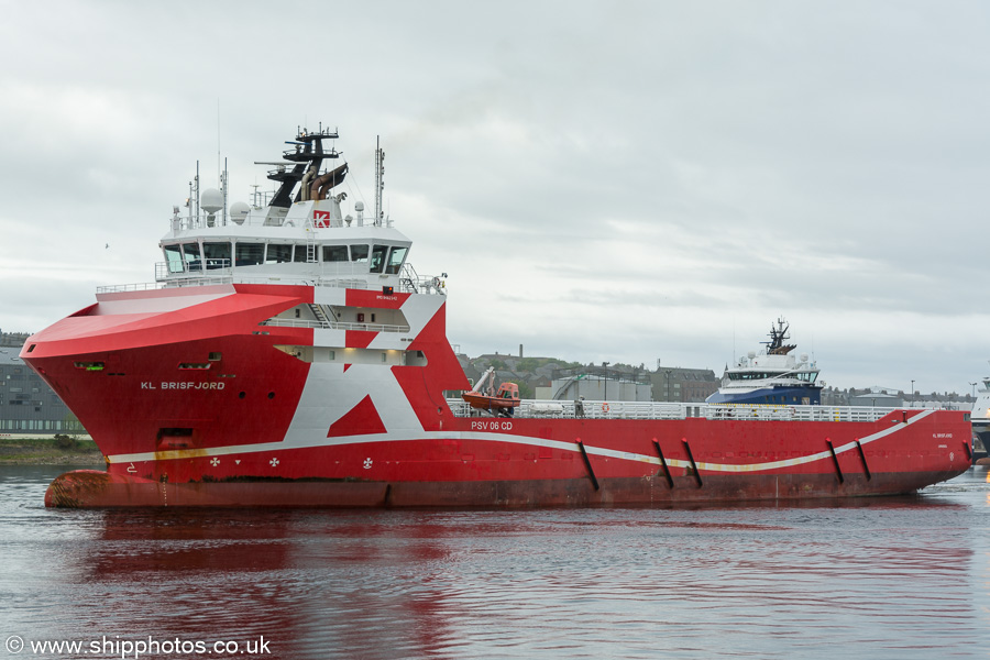Photograph of the vessel  KL Brisfjord pictured departing Aberdeen on 27th May 2019