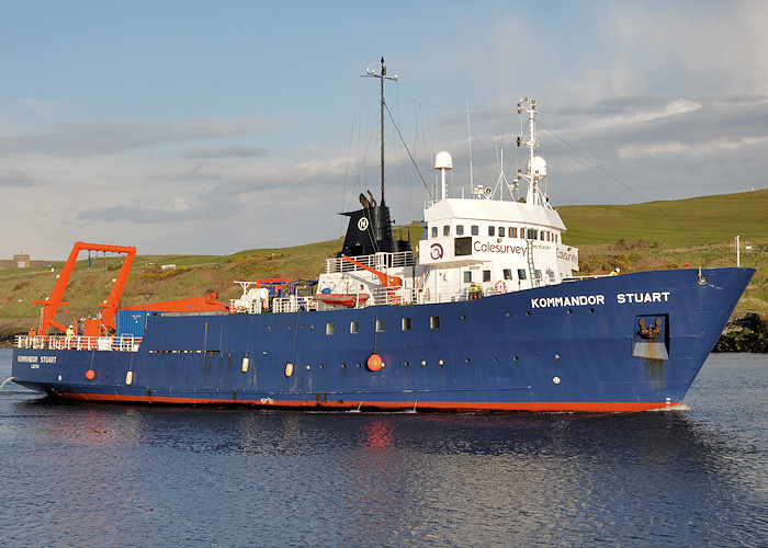 Photograph of the vessel rv Kommandor Stuart pictured arriving at Aberdeen on 17th April 2012