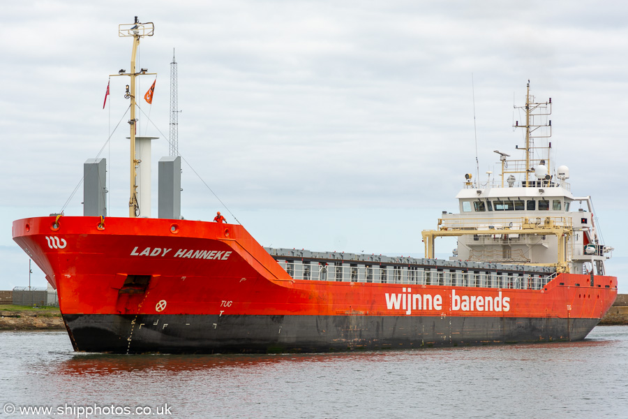 Photograph of the vessel  Lady Hanneke pictured arriving at Blyth on 28th August 2023