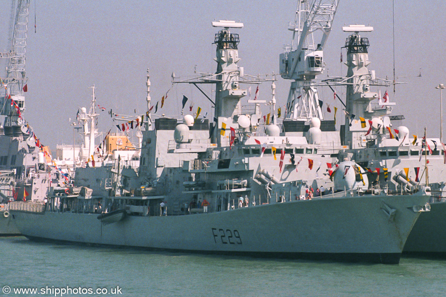 Photograph of the vessel HMS Lancaster pictured at the International Festival of the Sea, Portsmouth Naval Base on 24th August 2001
