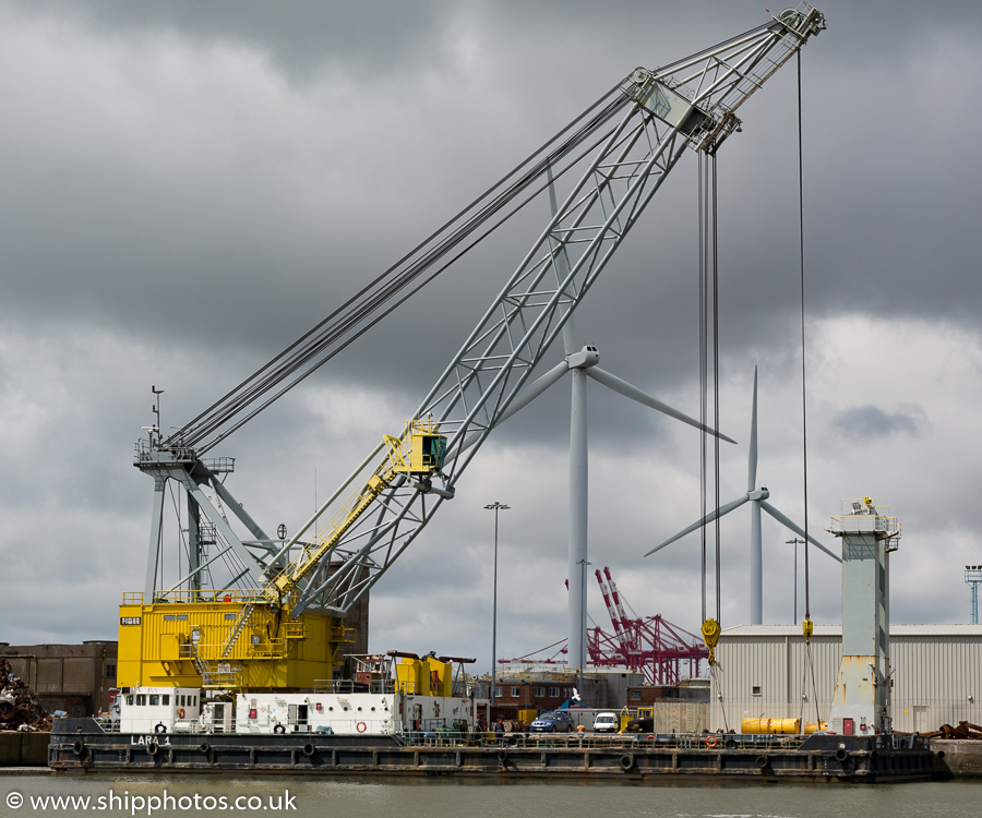 Photograph of the vessel  Lara 1 pictured in Canada Dock, Liverpool on 25th June 2016