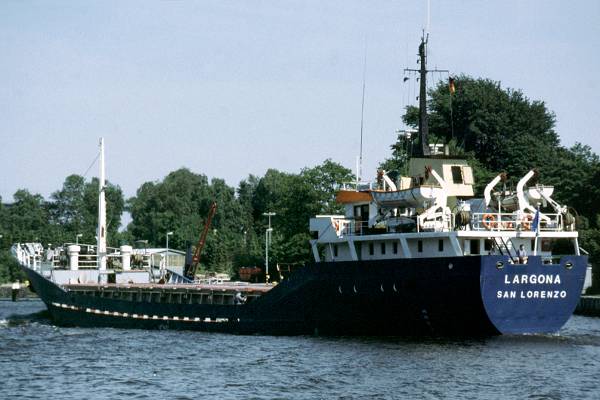 Photograph of the vessel  Largona pictured passing through Rendsburg on 7th June 1997