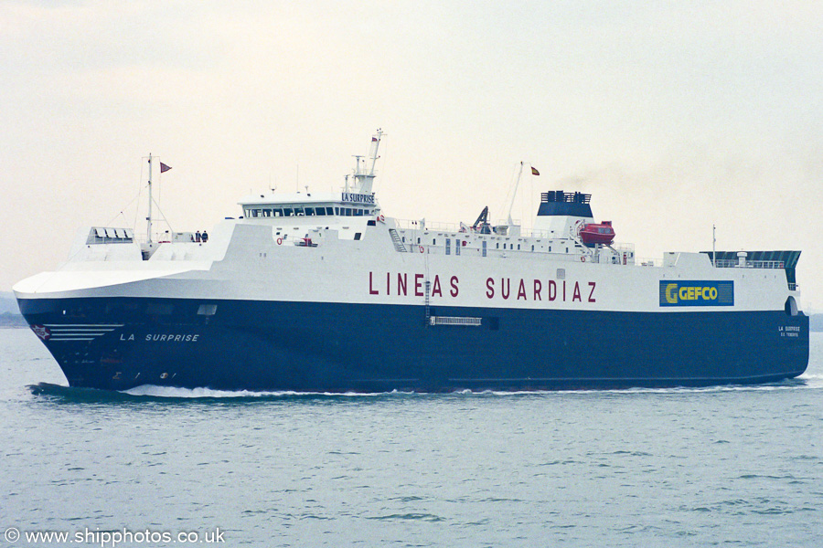 Photograph of the vessel  La Surprise pictured departing Southampton on 12th April 2003