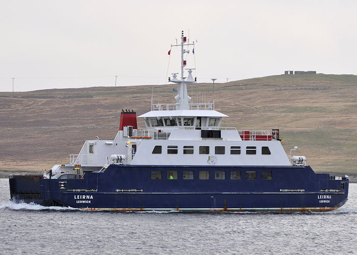 Photograph of the vessel  Leirna pictured approaching Lerwick on 10th May 2013