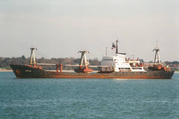 Photograph of the vessel  Leja pictured arriving in Southampton on 19th March 1998