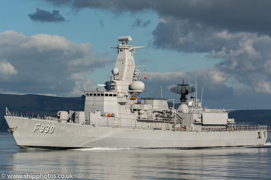 Photograph of the vessel BNS Leopold I pictured passing Greenock on 9th October 2016