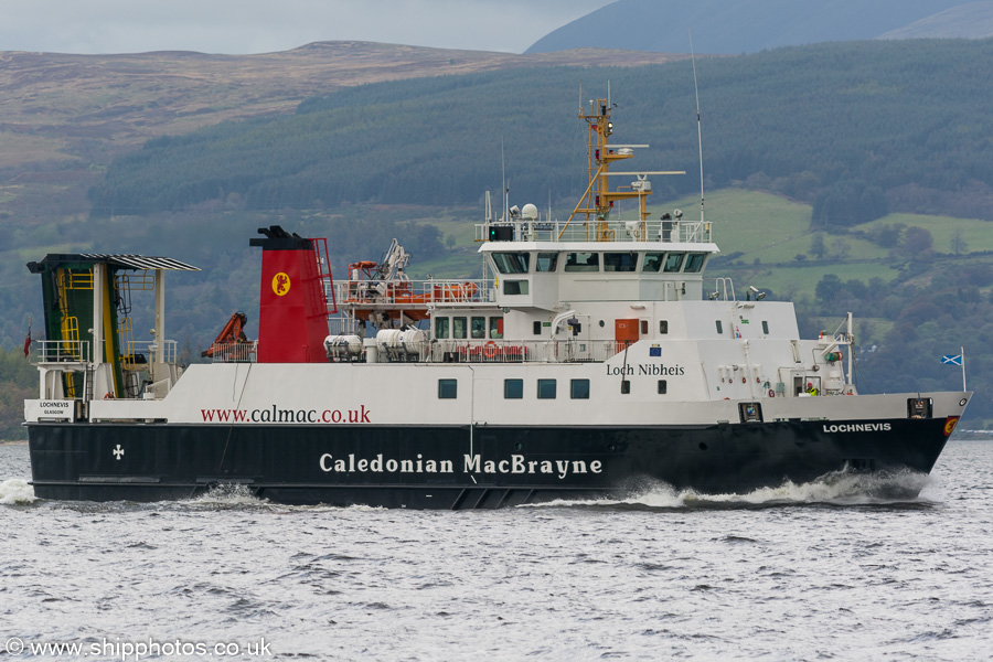 Photograph of the vessel  Lochnevis pictured passing Greenock on 4th October 2019