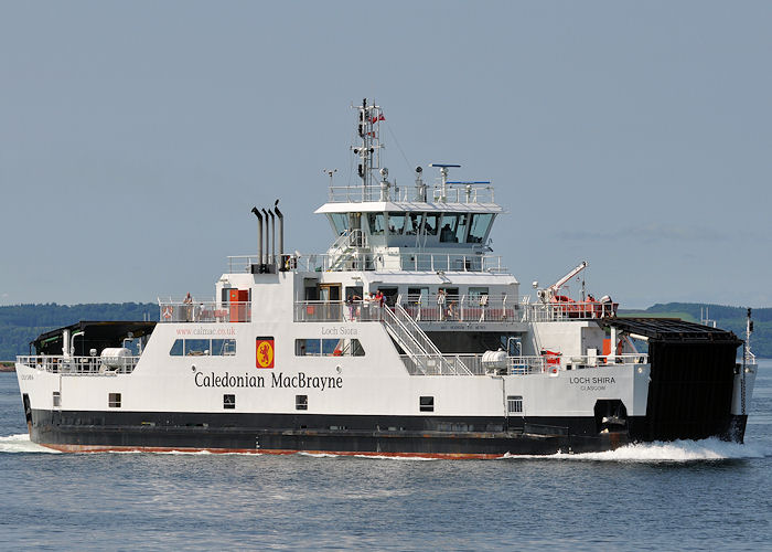 Photograph of the vessel  Loch Shira pictured approaching at Largs on 7th July 2013