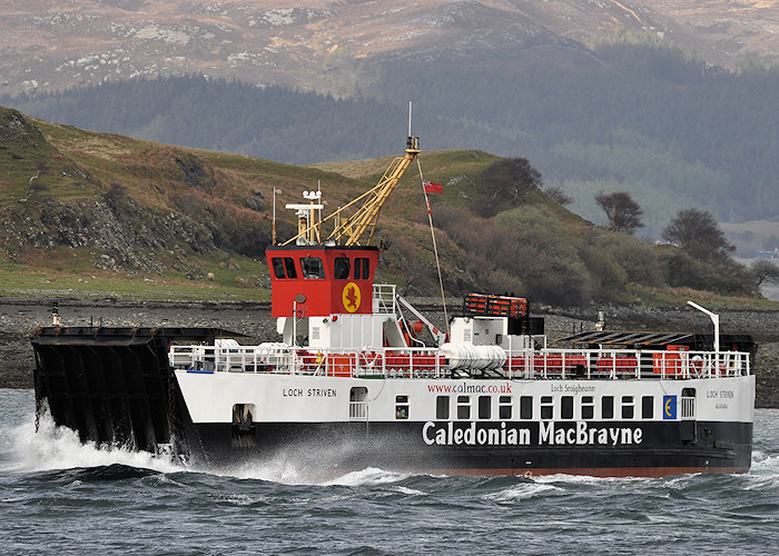 Photograph of the vessel  Loch Striven pictured arriving at Sconser on 8th April 2012