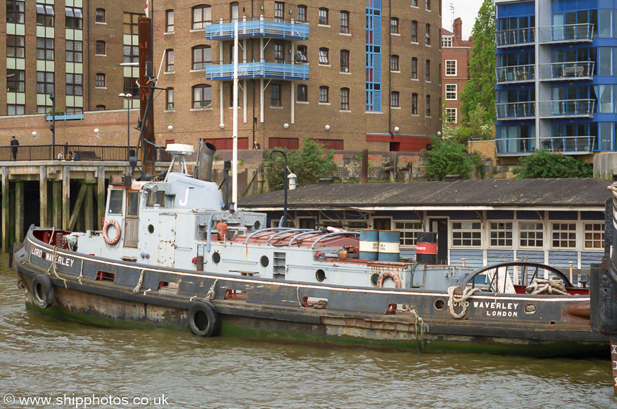 Photograph of the vessel  Lord Waverley pictured laid up in London on 22nd April 2002