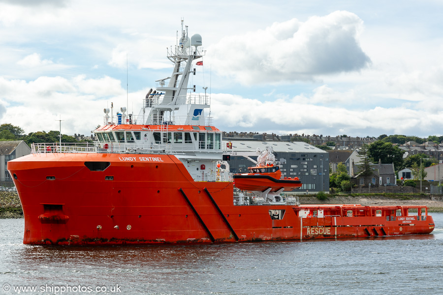 Photograph of the vessel  Lundy Sentinel pictured departing Aberdeen on 11th September 2024
