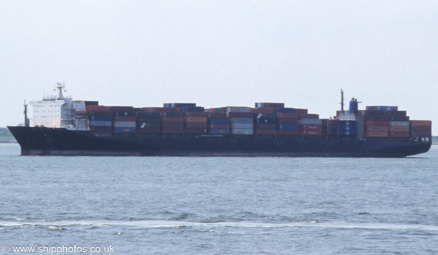 Photograph of the vessel  Lykes Explorer pictured on the Westerschelde passing Vlissingen on 19th June 2002