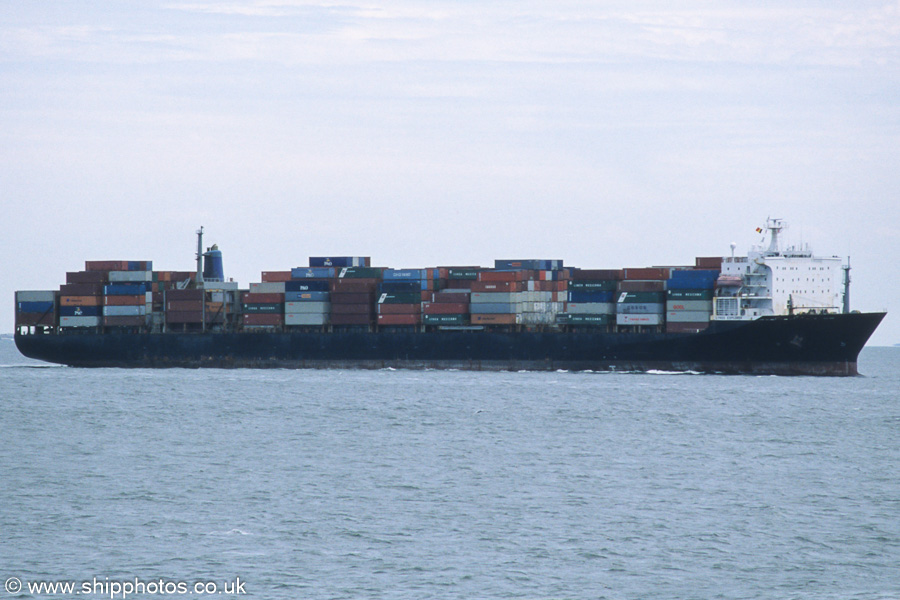 Photograph of the vessel  Lykes Explorer pictured on the Westerschelde passing Vlissingen on 21st June 2002