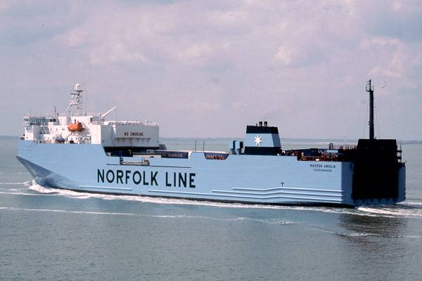 Maersk Anglia pictured departing Felixstowe on 30th May 2001