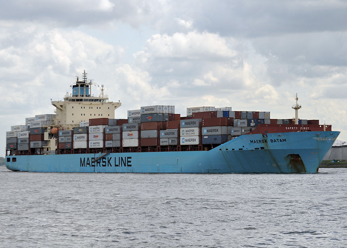 Photograph of the vessel  Maersk Batam pictured passing Vlaardingen on 24th June 2011