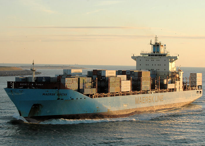Photograph of the vessel  Maersk Bintan pictured approaching Europoort on 21st June 2010