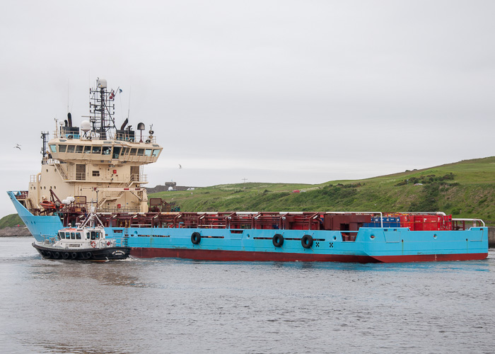 Photograph of the vessel  Mærsk Forwarder pictured departing Aberdeen on 13th June 2014