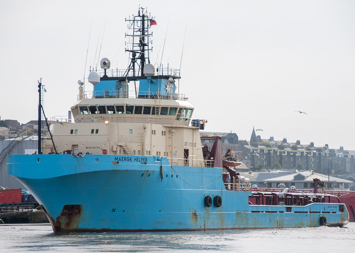 Photograph of the vessel  Maersk Helper pictured at Aberdeen on 3rd May 2014