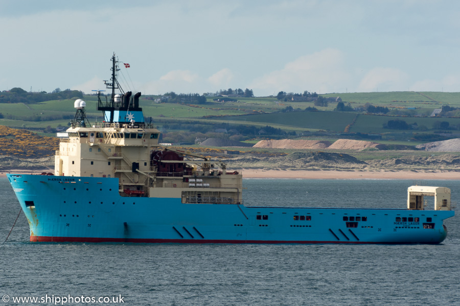 Mærsk Laser pictured at anchor in Aberdeen Bay on 17th May 2015