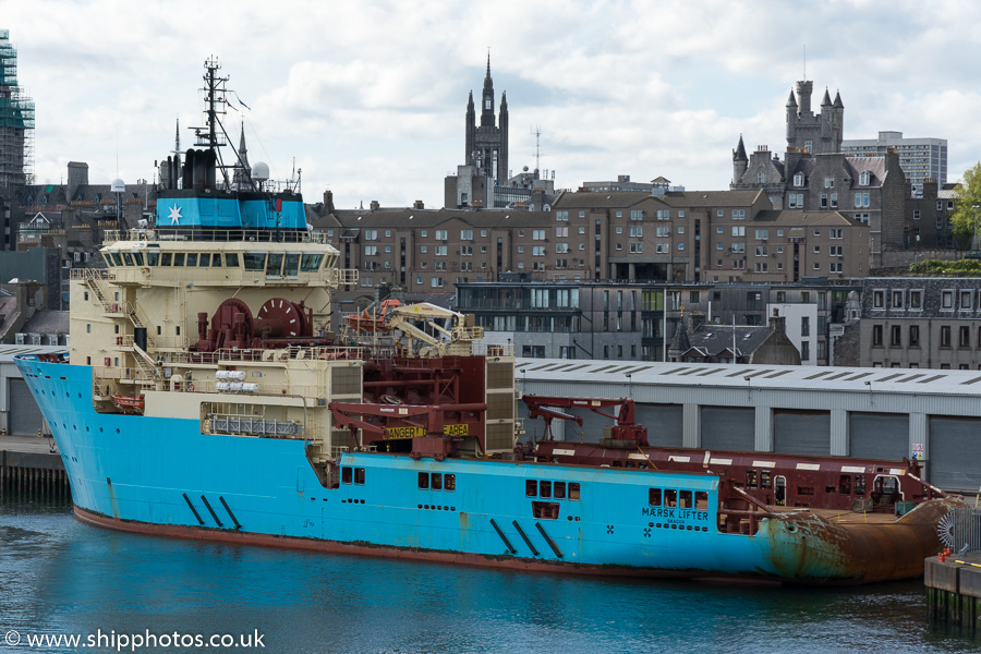 Photograph of the vessel  Mærsk Lifter pictured at Aberdeen on 17th May 2015