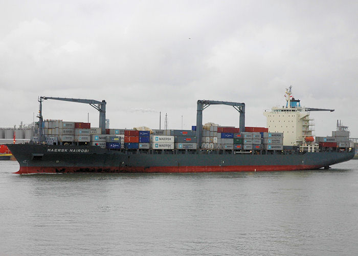 Maersk Nairobi pictured passing Vlaardingen on 21st June 2010