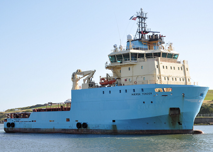 Photograph of the vessel  Mærsk Tender pictured arriving at Aberdeen on 15th September 2012