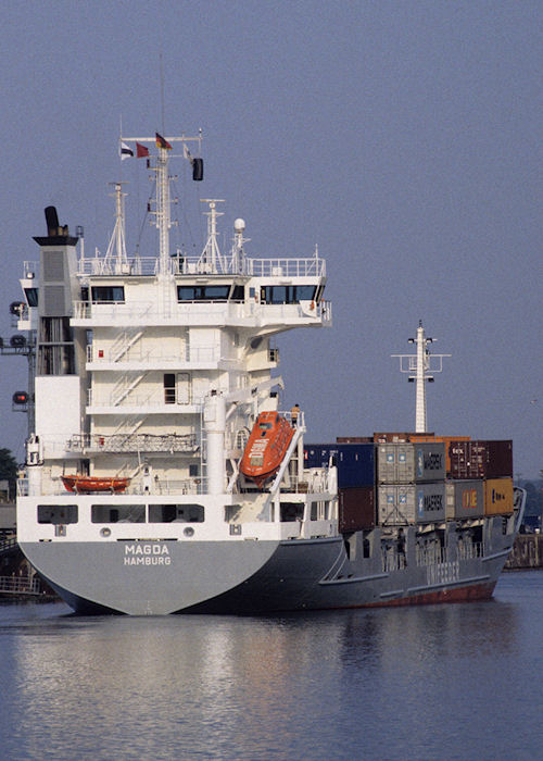Photograph of the vessel  Magda pictured approaching Holtenau Locks on 22nd August 1995