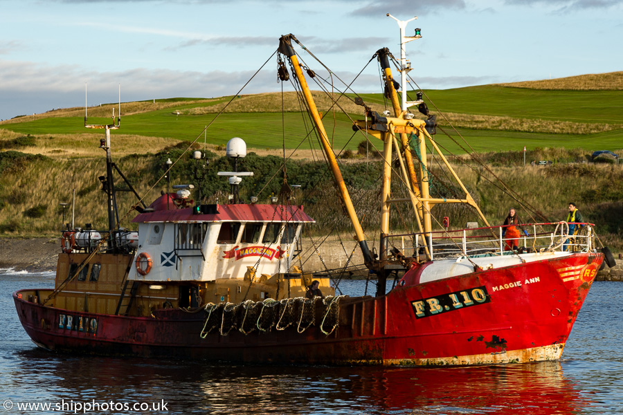 Photograph of the vessel fv Maggie Ann pictured arriving at Aberdeen on 18th September 2015