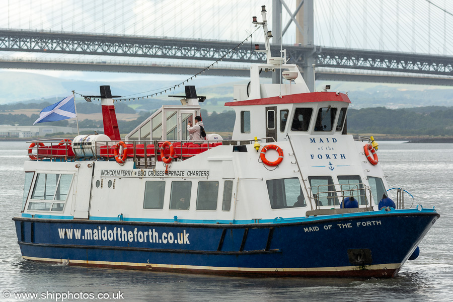Photograph of the vessel  Maid of the Forth pictured at Hawes Pier, South Queensferry on 6th August 2023