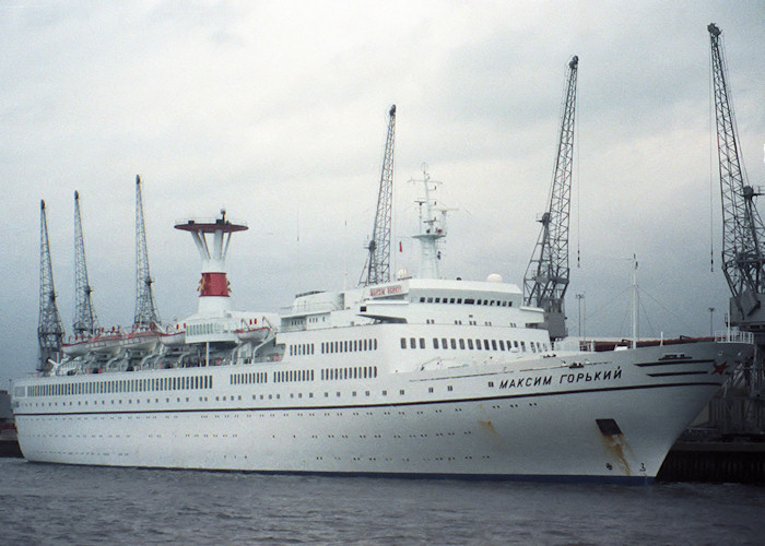 Photograph of the vessel  Maksim Gorkiy pictured at Southampton on 28th July 1988