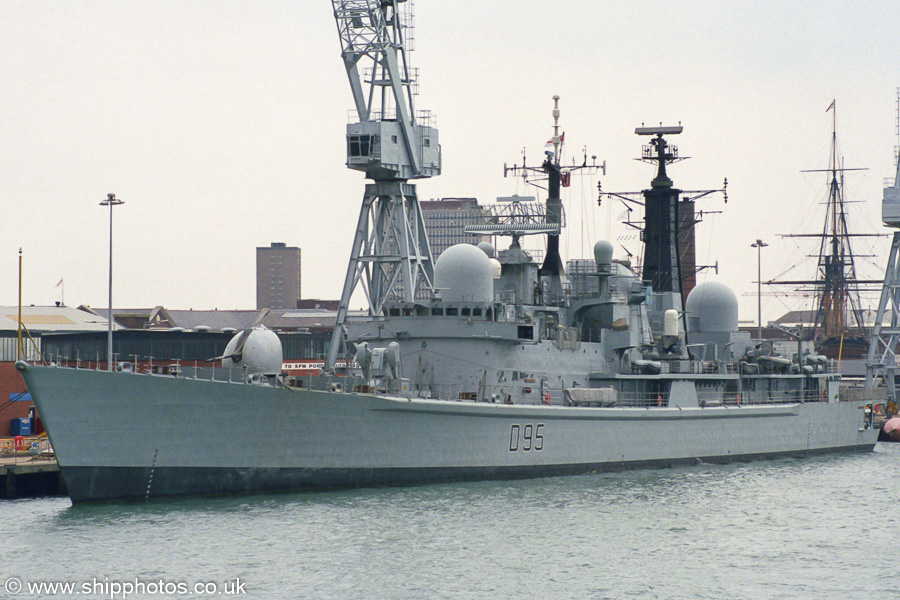 Photograph of the vessel HMS Manchester pictured in Portsmouth Naval Base on 5th July 2003
