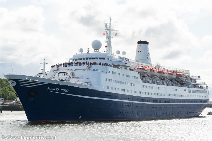 Photograph of the vessel  Marco Polo pictured passing North Shields on 31st August 2019