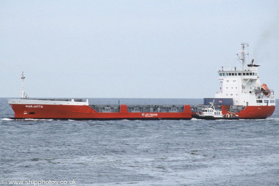 Photograph of the vessel  Marjatta pictured on the Westerschelde passing Vlissingen on 19th June 2002