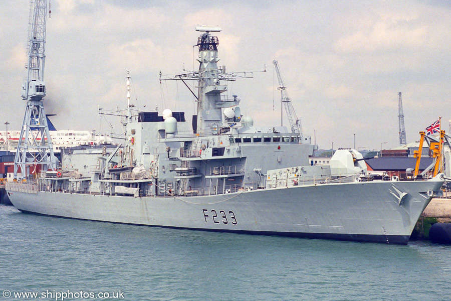Photograph of the vessel HMS Marlborough pictured in Portsmouth Dockyard on 6th July 2002