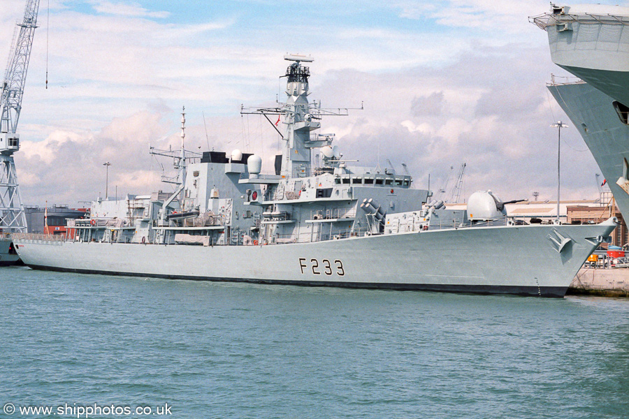 Photograph of the vessel HMS Marlborough pictured in Portsmouth Naval Base on 22nd July 2001