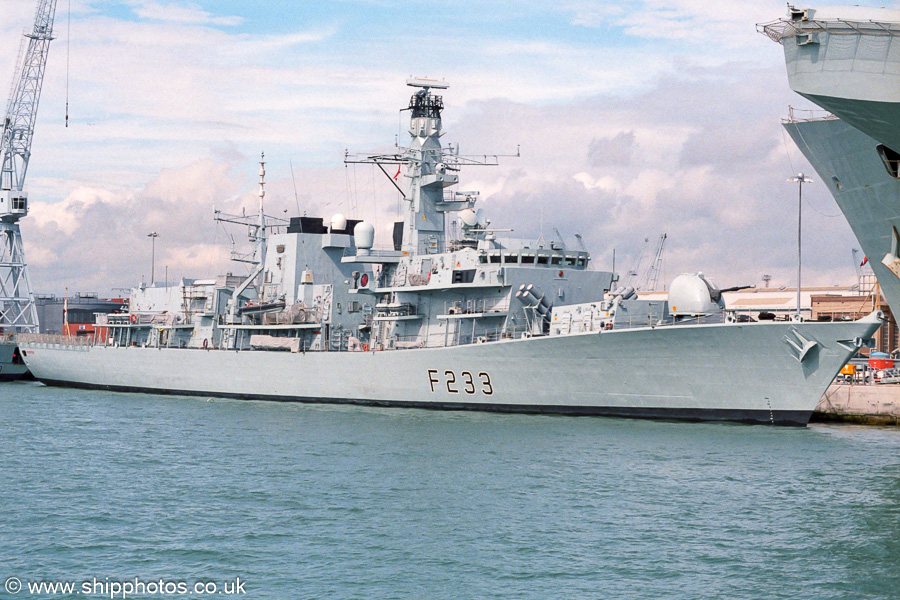 Photograph of the vessel HMS Marlborough pictured in Portsmouth Dockyard on 6th July 2002