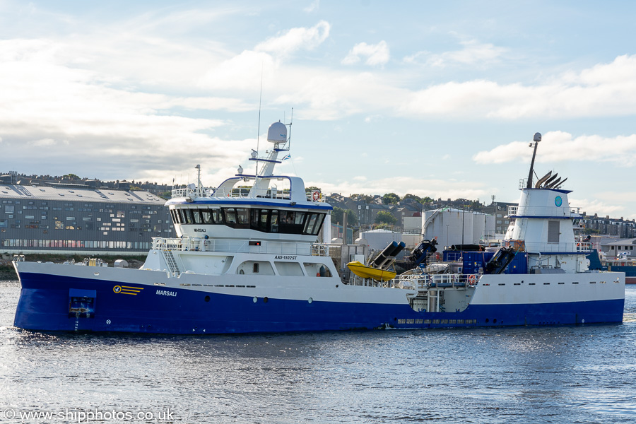 Photograph of the vessel  Marsali pictured departing Aberdeen on 13th October 2021