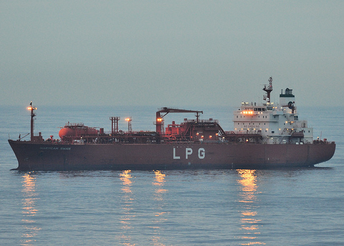 Photograph of the vessel  Marycam Swan pictured at anchor off Rotterdam on 26th June 2012